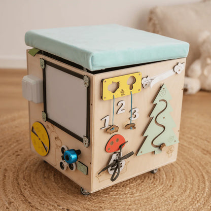 Montessori Multi-Aktivitäts-Truhe mit Sitzbank und Spielzeugaufbewahrung