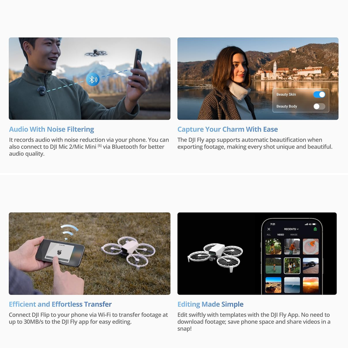 DJI Flip | RC 2 mit Display | 4K UHD Drohne | 31 Min Flugzeit | Palm-Start | Propellerschutz, Strobe-Light