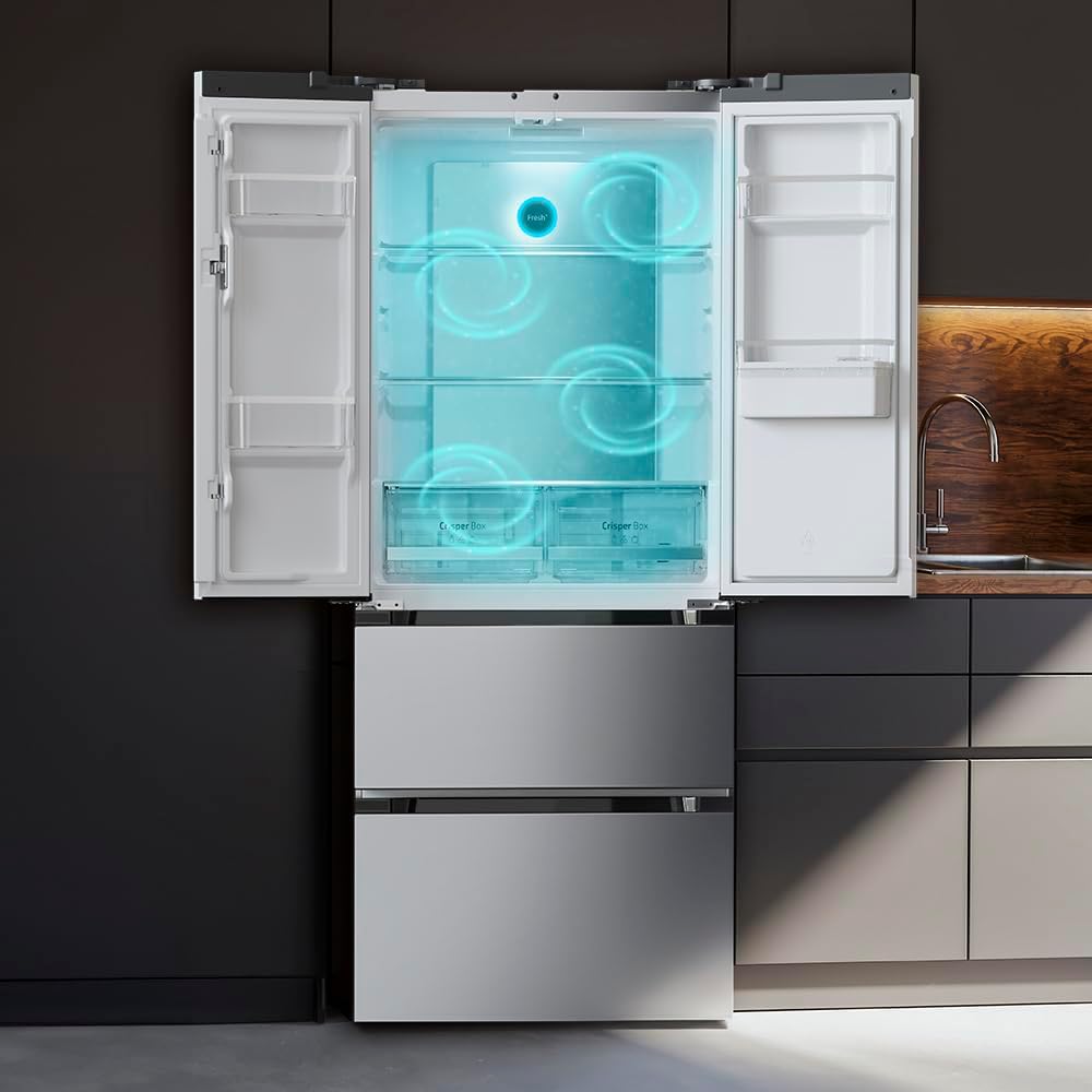 French Door Kühlschrank 436L Inox mit Wasserspender – No Frost & Inverter-Kompressor