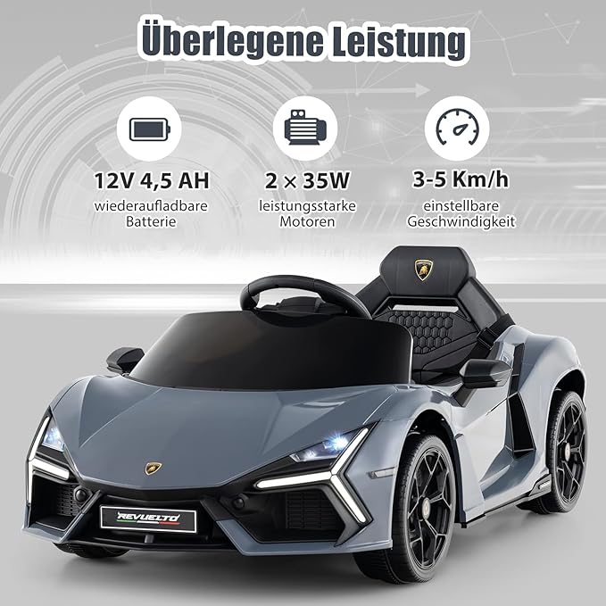 Elektrisches Sportauto für Kinder | 3–5 km/h | Lamborghini-Design